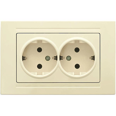 Розетка двойная с заземлением Gunsan Moderna без шторок кремовый