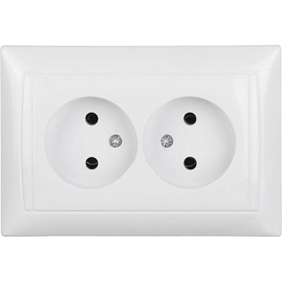 Розетка подвійна без заземлення Титан білий 88371
