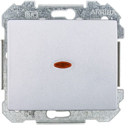 Вимикач одноклавішний Siemens Iris з підсвіткою 16 А 250В IP20 алюміній меркурій 18505-L MA