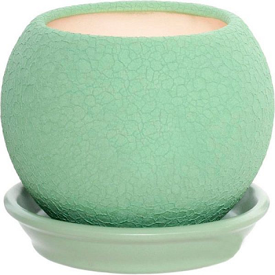 Горщик керамічний Оріана-Запоріжкераміка Куля шовк круглий 0,4л оливковий (037-3-133)