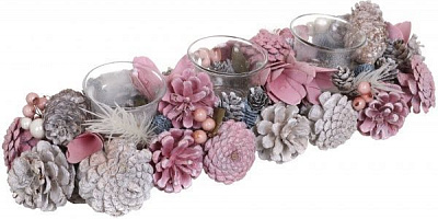 Декорація новорічна Підсвічник на 3 свічки з декором 37 см E581481A