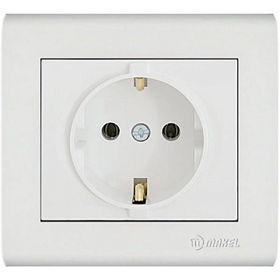 Розетка із заземленням Makel Manolya білий 41001028