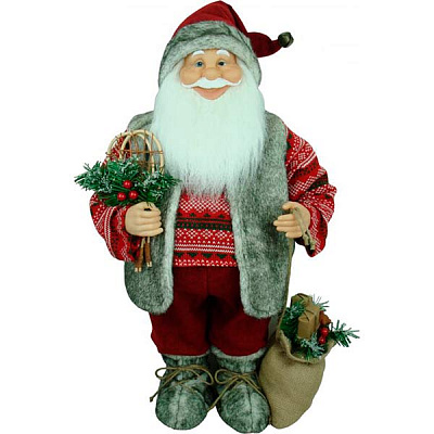 Фігура Дід Мороз Лісовий червоно-сірий 60 см