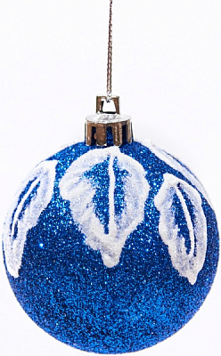 Шар новогодний Листья 100 мм синий 7893