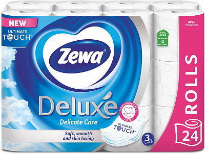 Туалетная бумага Zewa Deluxe белая трехслойная 24 шт.