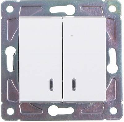 Выключатель двухклавишный HausMark Alta с подсветкой 10 А 220В белый SNG-SWP,SQ20MG2W1L-WH