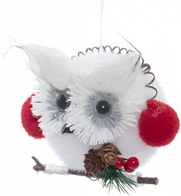 Декоративная фигура Сова с наушниками на ветке 11,5 см 