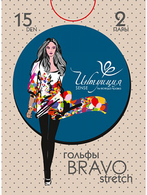 Гольфы ІНТУІЦІЯ BRAVO 15 den 2 пары р. one size черный 