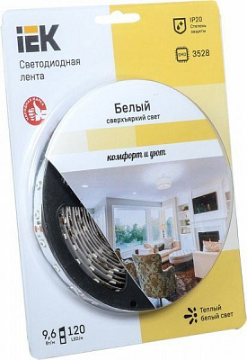 Лента светодиодная IEK LSR-3528WW120 9.6 Вт IP20 12 В теплый 