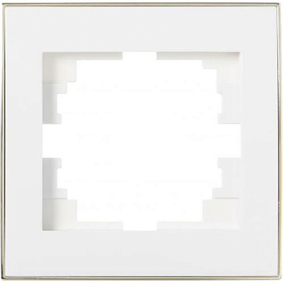 Рамка одноместная Lezard Rain горизонтальная белый с золотой вставкой 703-0226-146
