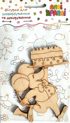 Фигурка для декорирования с фанеры Мышь с тортом №15 АпліКраплі 