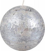Свеча Рустик шар серебро 10х8.5 см
