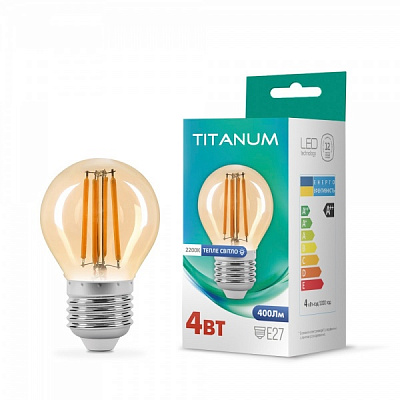 Лампа светодиодная TITANUM FIL G45 4 Вт E27 2200 К 220 В желтая 25526 