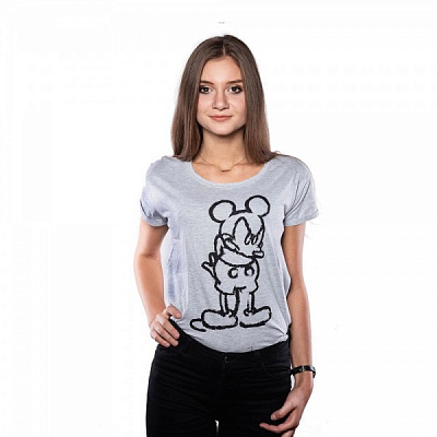 Футболка для девочек Disney Микки злится р.164–170 серый 5908305224891 