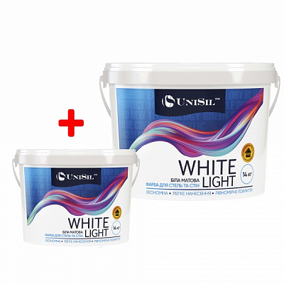 Фарба інтер'єрна акрилова водоемульсійна UniSil White Light мат білий 14 кг + 3,5 кг
