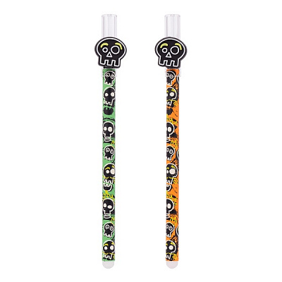 Ручка гелевая YES пиши-стирай Electro Skull 0,5 мм синяя 412087 