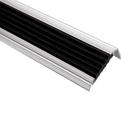 Поріжок алюмінієвий 7-А Лугалпроф профільований антиковзка вставка 48х18x900 мм срібло