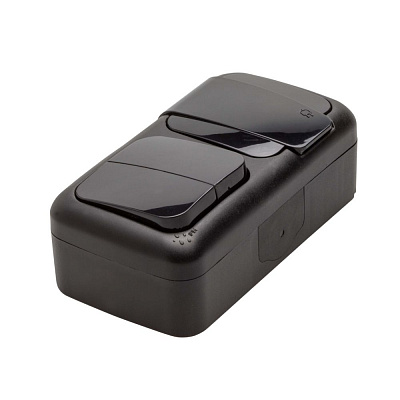 Розетка + выключатель одноклавишный Viko Palmiye внешний без подсветки черный 90555181