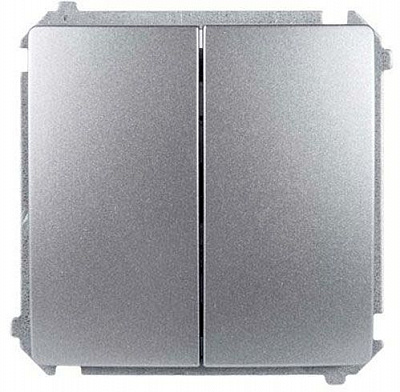 Перемикач прохідний двоклавішний Simon Basic без підсвітки 10 А 250В сталь BMW6/2.01/21