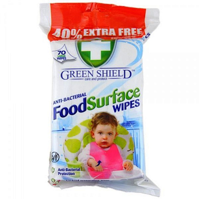 Вологі серветки Green Shield антибактеріальні для кухні 70 шт.