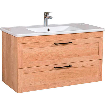 Тумба подвесная ScandiSPA Inari дуб небраска с умывальником Arte 100 см