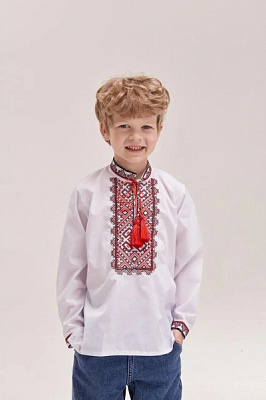 Вышиванка для мальчиков MEREZHKA Лука красная р.98 белый 