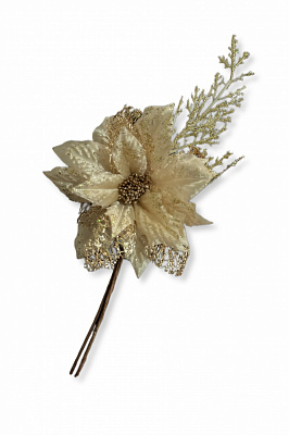 Цветок декоративный Пуансетия с веткой 3 ассортимента d10 см