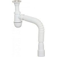 Сифон для умывальника Water House mini, монолитный выпуск, сетка, гибкая труба 32 * 50 LN 06