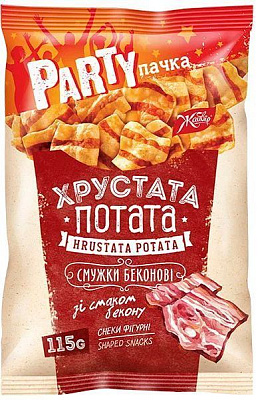 Снеки ЖАЙВІР полоски бекона фигурные Хрустата потата со вкусом бекона 115 г 