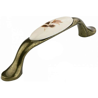 Мебельная ручка колосок 96 мм античная бронза