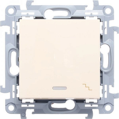 Вимикач прохідний одноклавішний Simon 10 з підсвіткою 10 А 250В кремовий CW6L.01/41