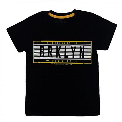 Футболка для мальчика AKKU BRKLYN р.134 черный 9065 