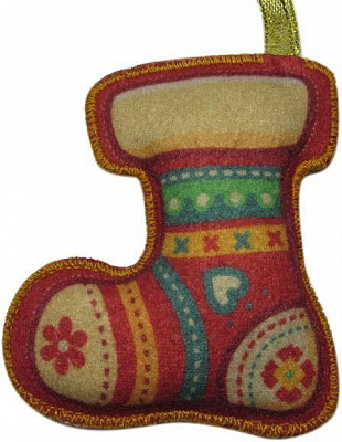 Підвіска фетрова Чобіток носок червоний 8,5 см