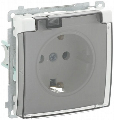 Розетка с заземлением Simon Basic с крышкой белый BMGSZ1B.01/11a