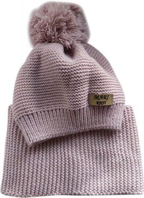 Комплект шапка + снуд для дівчаток Mari-Knit 0805 р.52–54 пудра