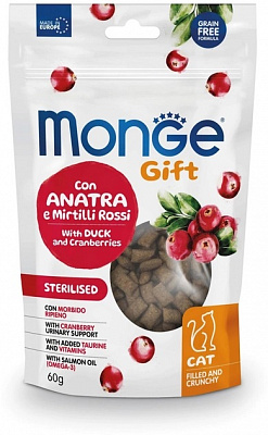 Ласощі Monge Cat Sterilsed з качкою та журавлиною 60 г
