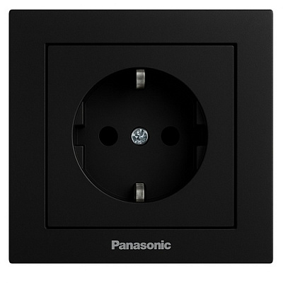 Розетка бытовая с заземлением Panasonic Karre Plus 55 IP20 черный WDTC92022BL-UA1