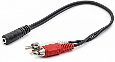 Кабель PowerPlant аудио 0,32 м черный (CA910847) 3.5 мм female - 2хRCA male 