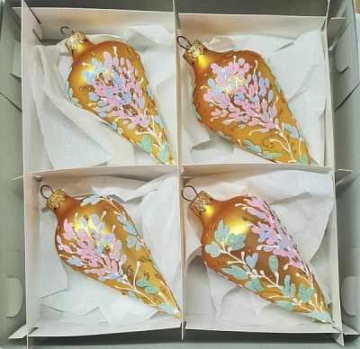 Набор елочных игрушек Якорь №1 Полевые цветы золотой 12 см 4 шт./уп. 