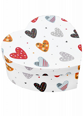 Коробка подарункова Коробка подарункова у вигляді серця біла з різнокольор.серцями 311020915 20х19,8 см