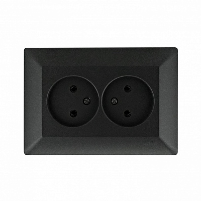 Розетка подвійна побутова без заземлення Exen ODAK IP20 чорний 210-141403-244