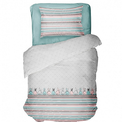 Комплект постельного белья 1,5 Rabbit бирюзовый с серым UP! (Underprice) 