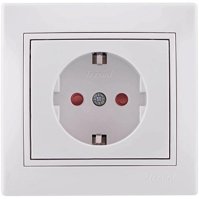 Розетка із заземленням Lezard Mira 16 А 250 В 701-0202-124В зі шторками білий