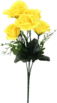 Букет троянд штучний 5 квіток жовтий 29 см