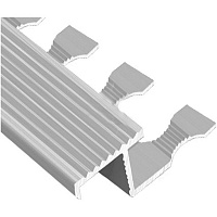 Поріжок алюмінієвий сходовий для плитки АПZR анодований TIS 2700 мм срібло