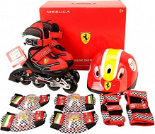 Роликовые коньки Ferrari + шлем+ комплект защиты FK11-1 р. 38-41 красный