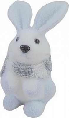 Декорация новогодняя Зайчик 20 см бело-серебристый RS1D1248