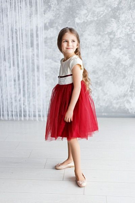 Сукня Sasha р.110 молочний із бордовим 4093