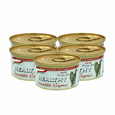 Корм для привередливых кошек Healthy Irr.Cap 4+1 говядина и ветчина 85 г