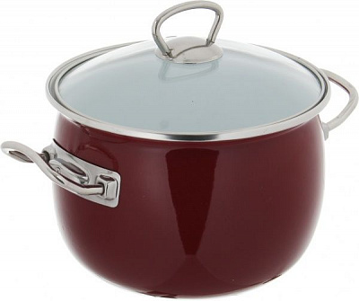 Каструля з кришкою сферична емальована 3,5 л Бордо Bella Vita